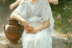 Première rêverie, also known in English as Whisperings of Love, is a painting by nineteenth-century French artist William-Adolphe Bouguereau. The work was completed in 1889