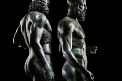 The Riace Warriors, two full-size Greek bronzes of naked bearded warriors, cast about 460–450 BC and found in the sea off Calabria.